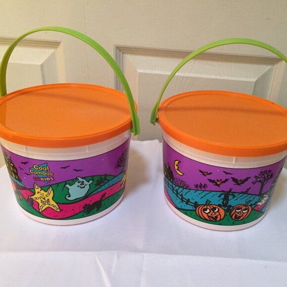 VTG Carl's Jr. Halloween Trick or Treat Buckets 1996 Pumpkins Kids Meal LOT OF 2 - Picture 1 of 7